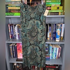 Coldwater Creek Teal and Black Paisley Maxi Skirt